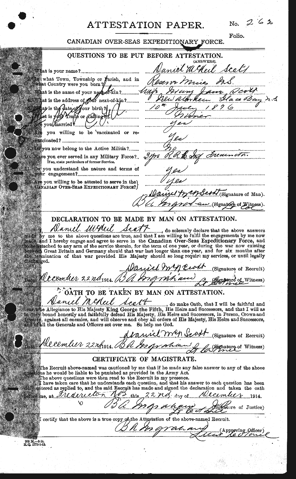Personnel Records of the First World War - CEF 085614a