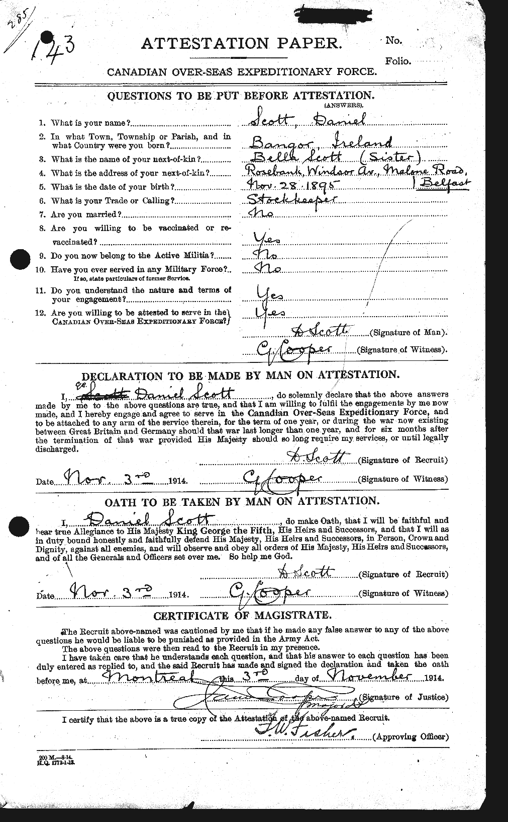 Personnel Records of the First World War - CEF 085618a