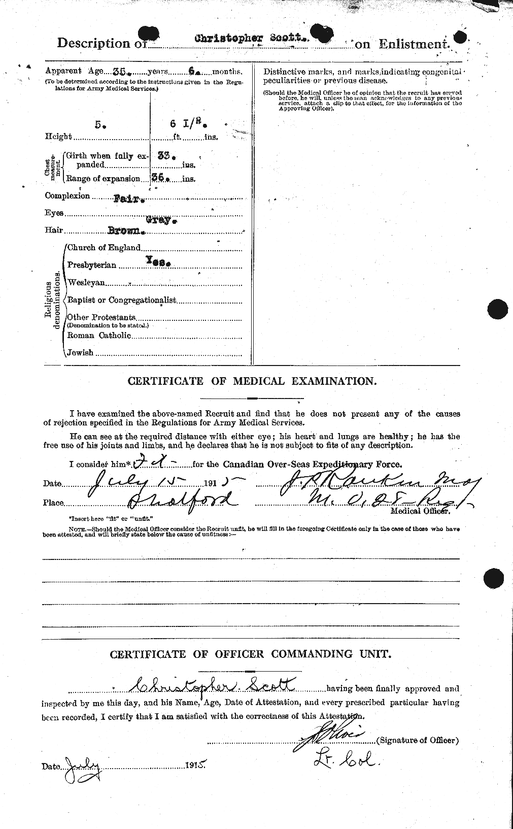 Dossiers du Personnel de la Première Guerre mondiale - CEC 085865b