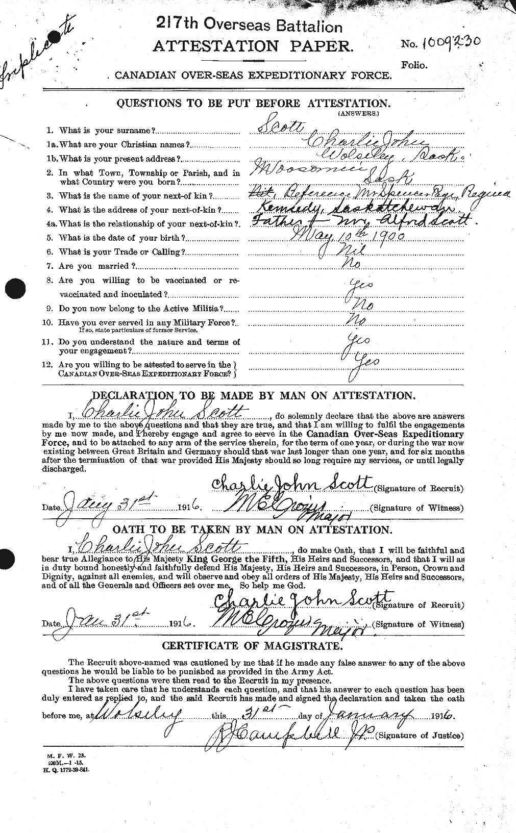 Personnel Records of the First World War - CEF 085868a