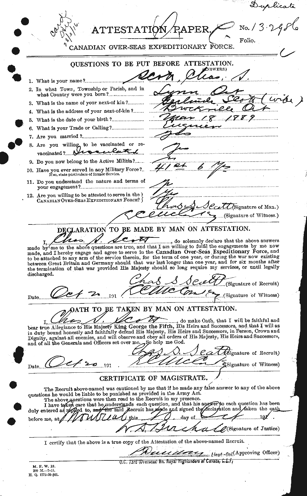 Personnel Records of the First World War - CEF 085879a