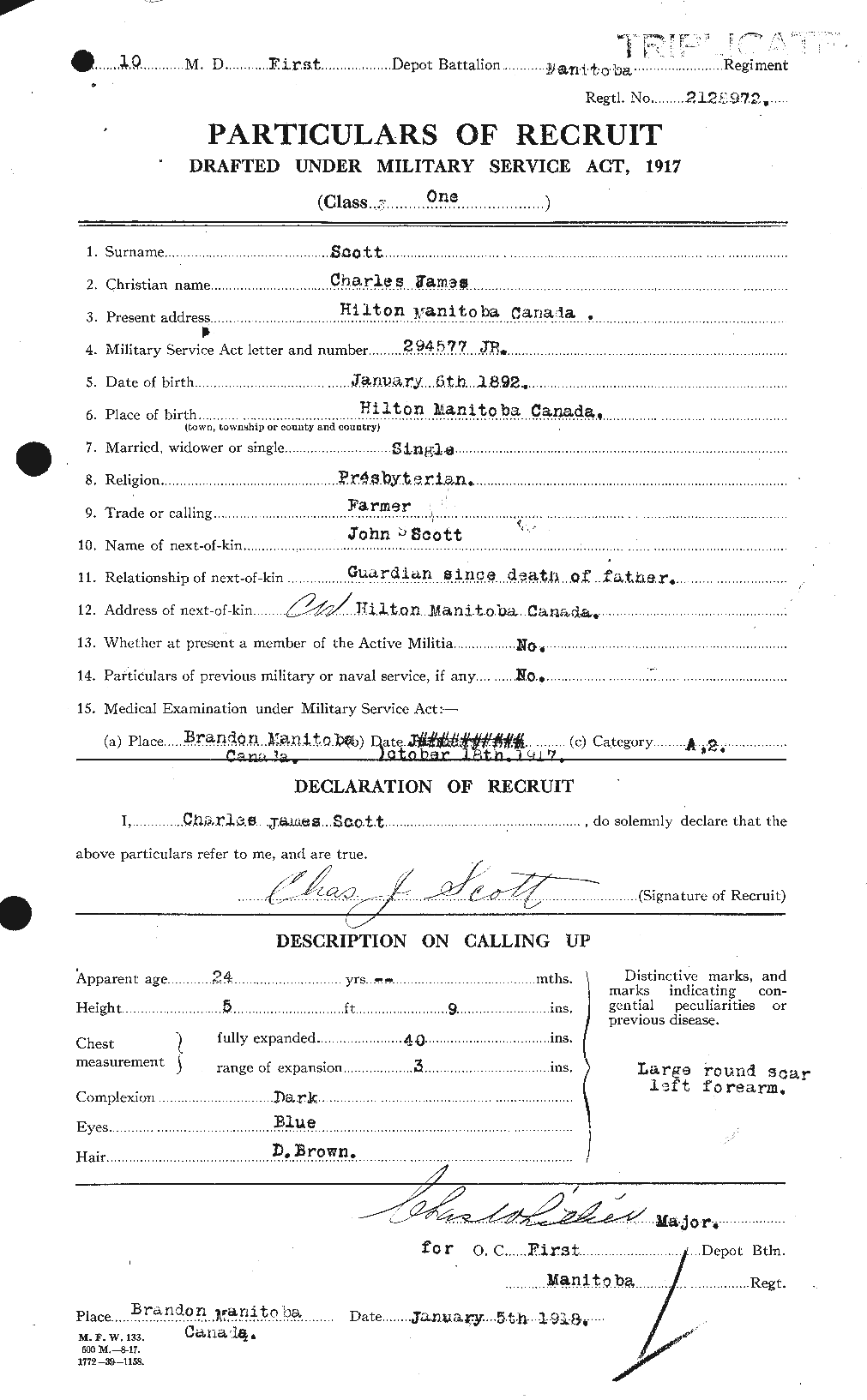 Dossiers du Personnel de la Première Guerre mondiale - CEC 085890a