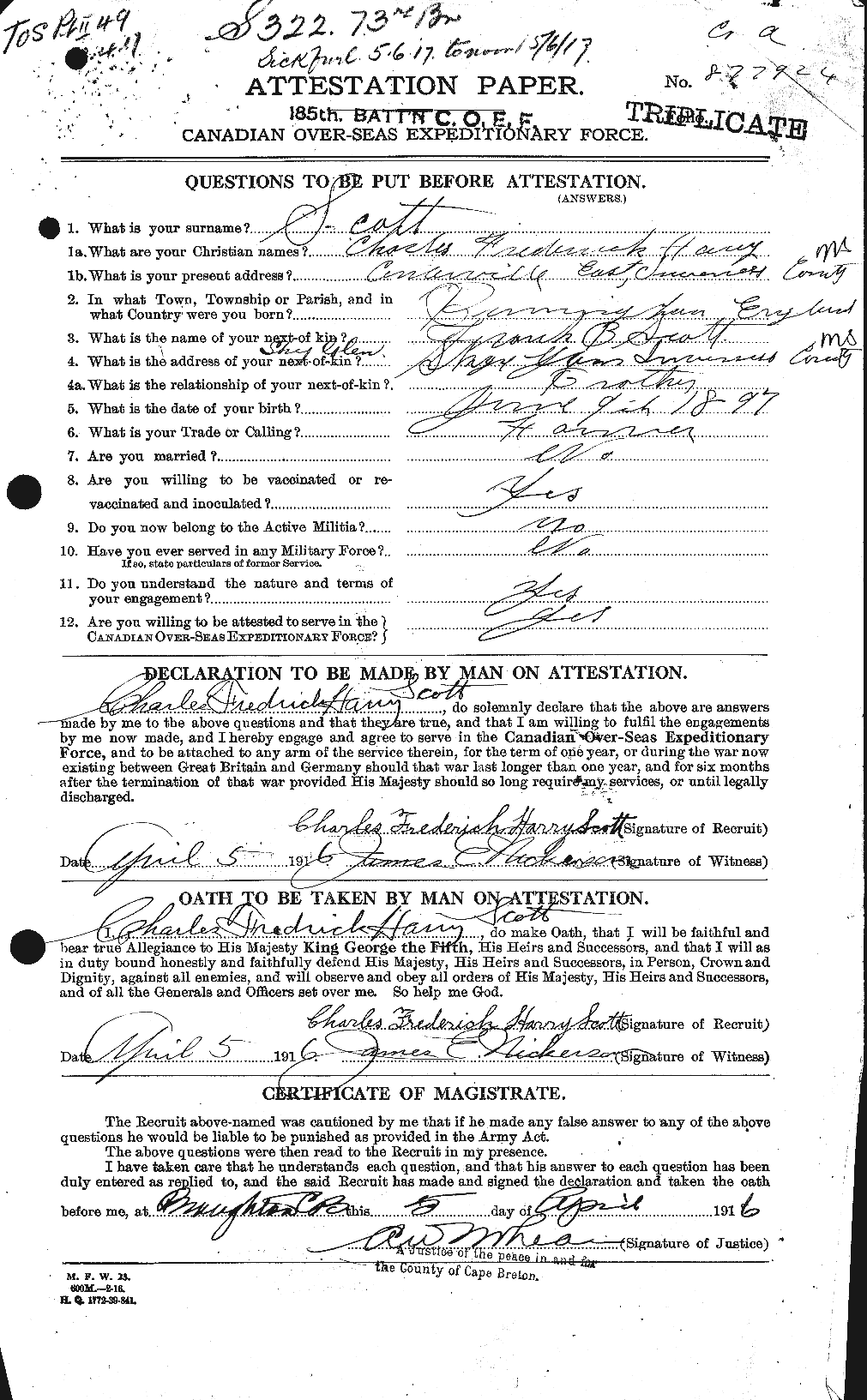 Personnel Records of the First World War - CEF 085896a