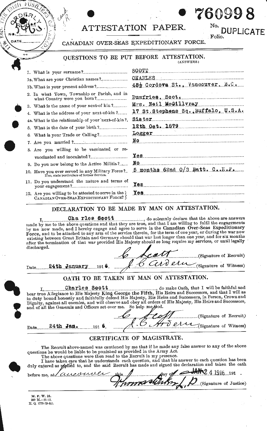 Personnel Records of the First World War - CEF 086190a