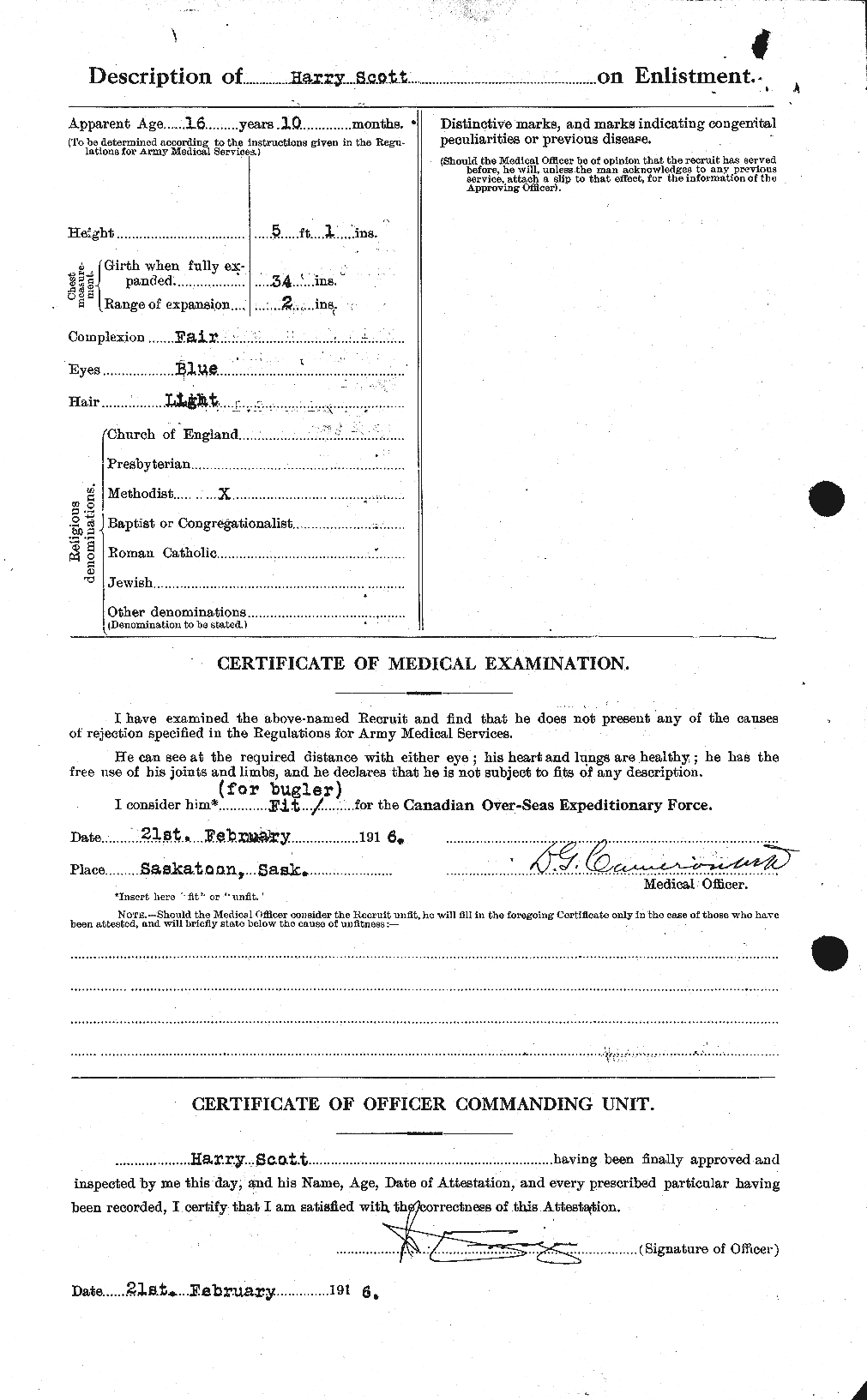 Dossiers du Personnel de la Première Guerre mondiale - CEC 086329a