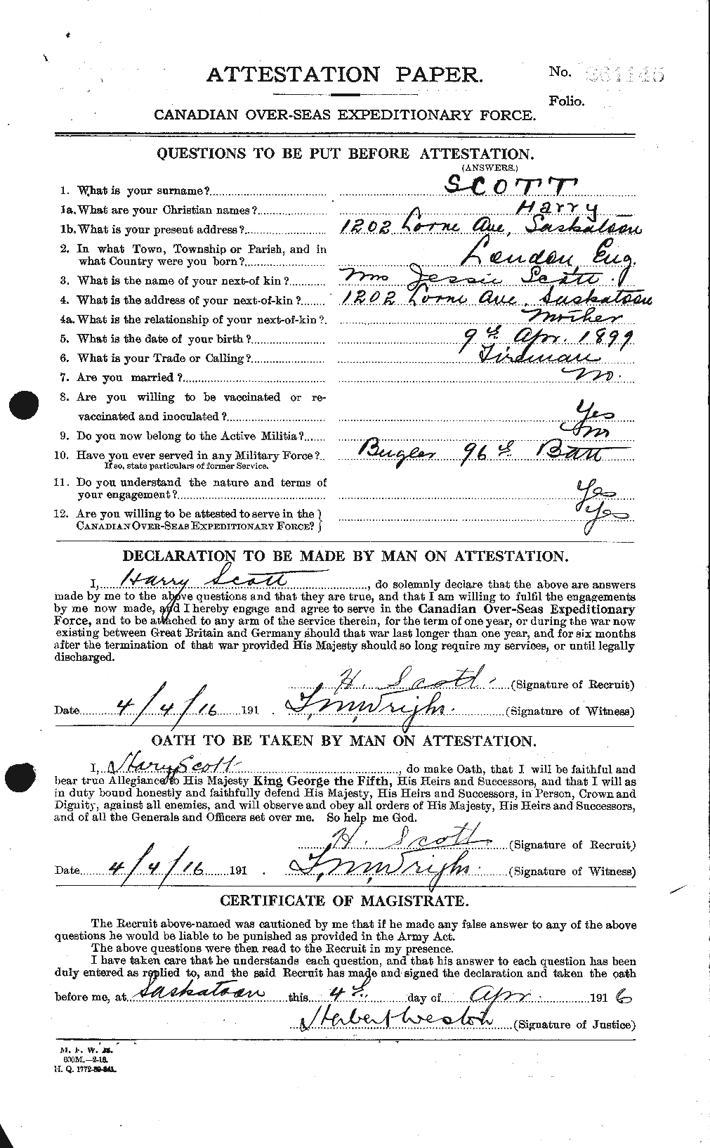 Personnel Records of the First World War - CEF 086330a