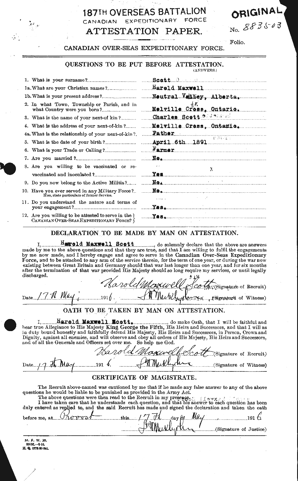 Personnel Records of the First World War - CEF 086335a
