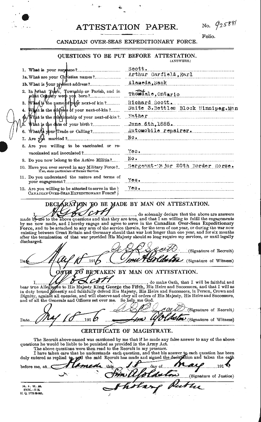 Personnel Records of the First World War - CEF 086403a