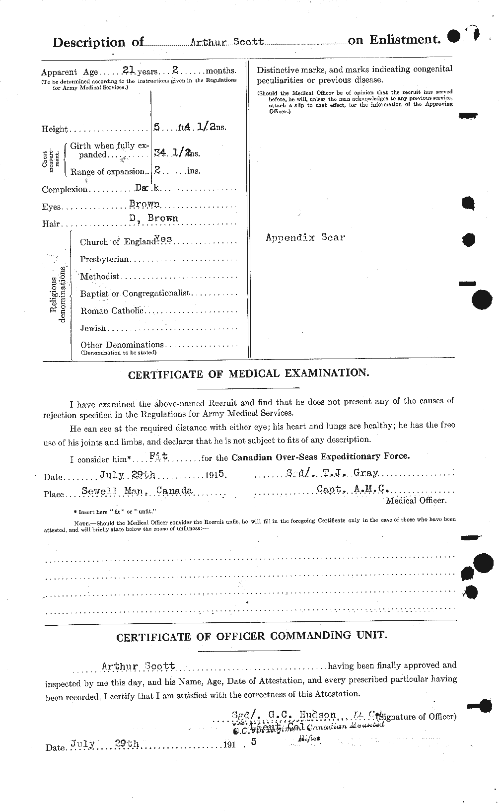 Dossiers du Personnel de la Première Guerre mondiale - CEC 086416b