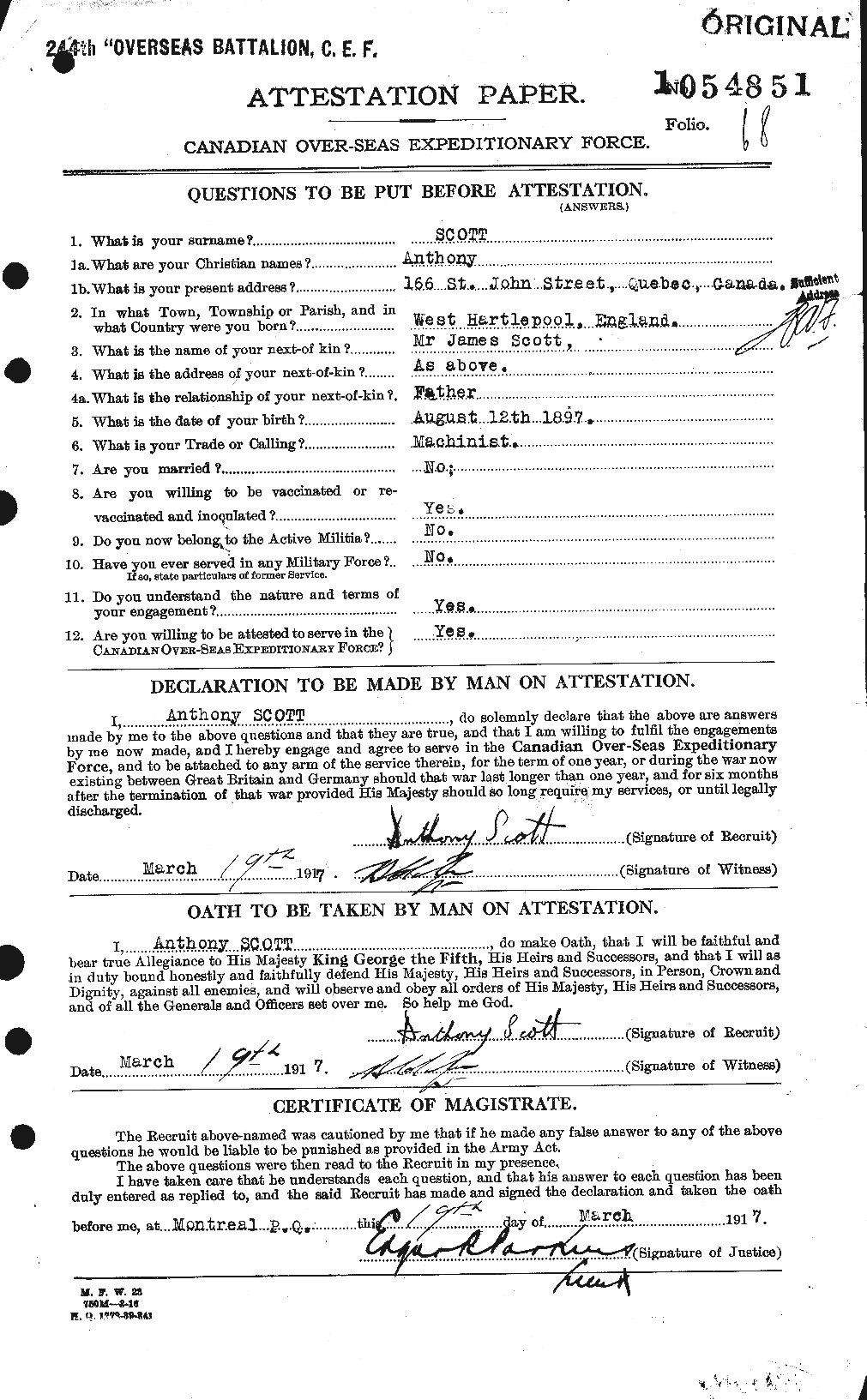 Personnel Records of the First World War - CEF 086434a