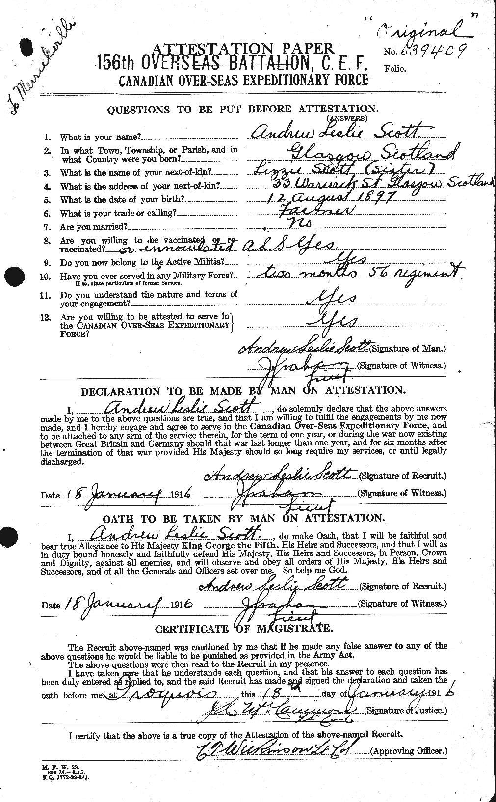 Personnel Records of the First World War - CEF 086441a