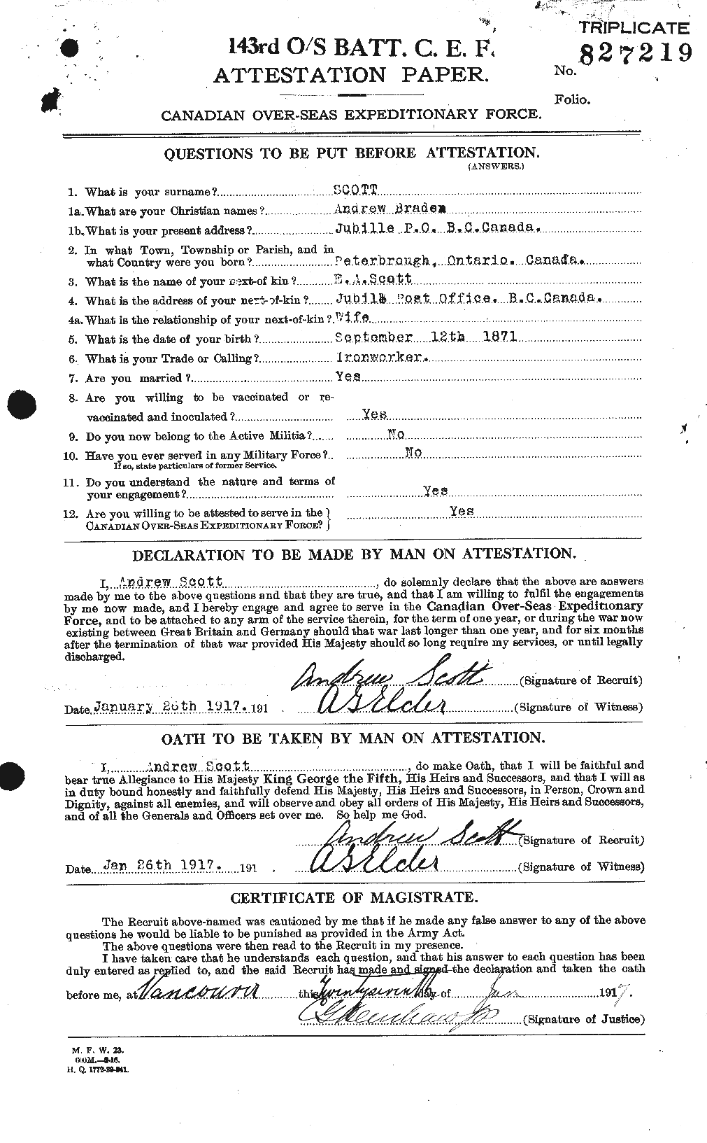 Personnel Records of the First World War - CEF 086444a