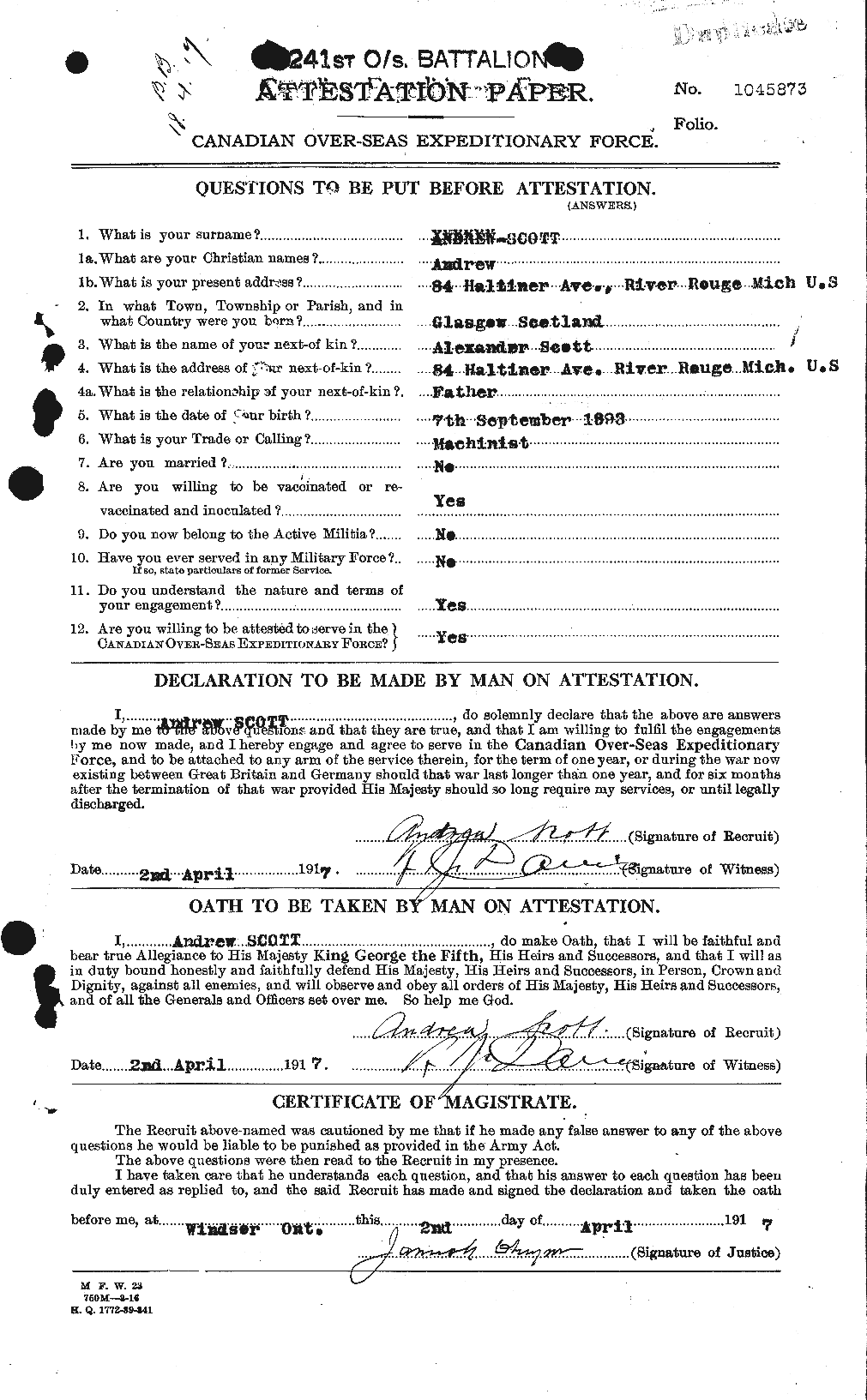 Personnel Records of the First World War - CEF 086450a