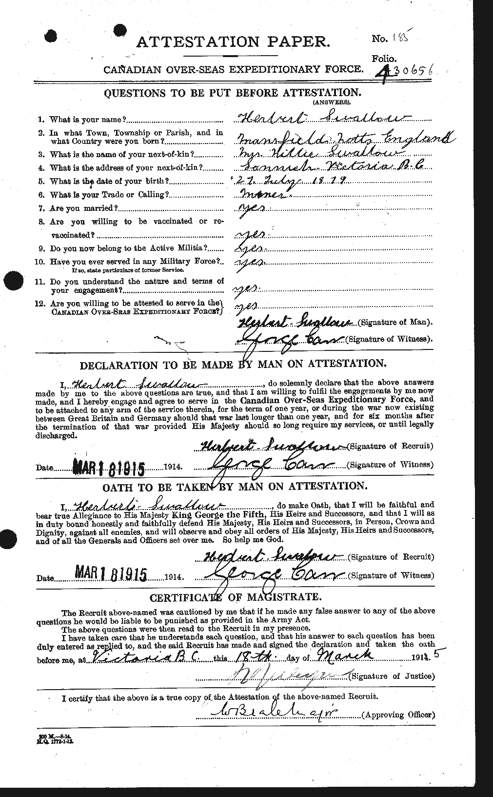 Personnel Records of the First World War - CEF 086495a