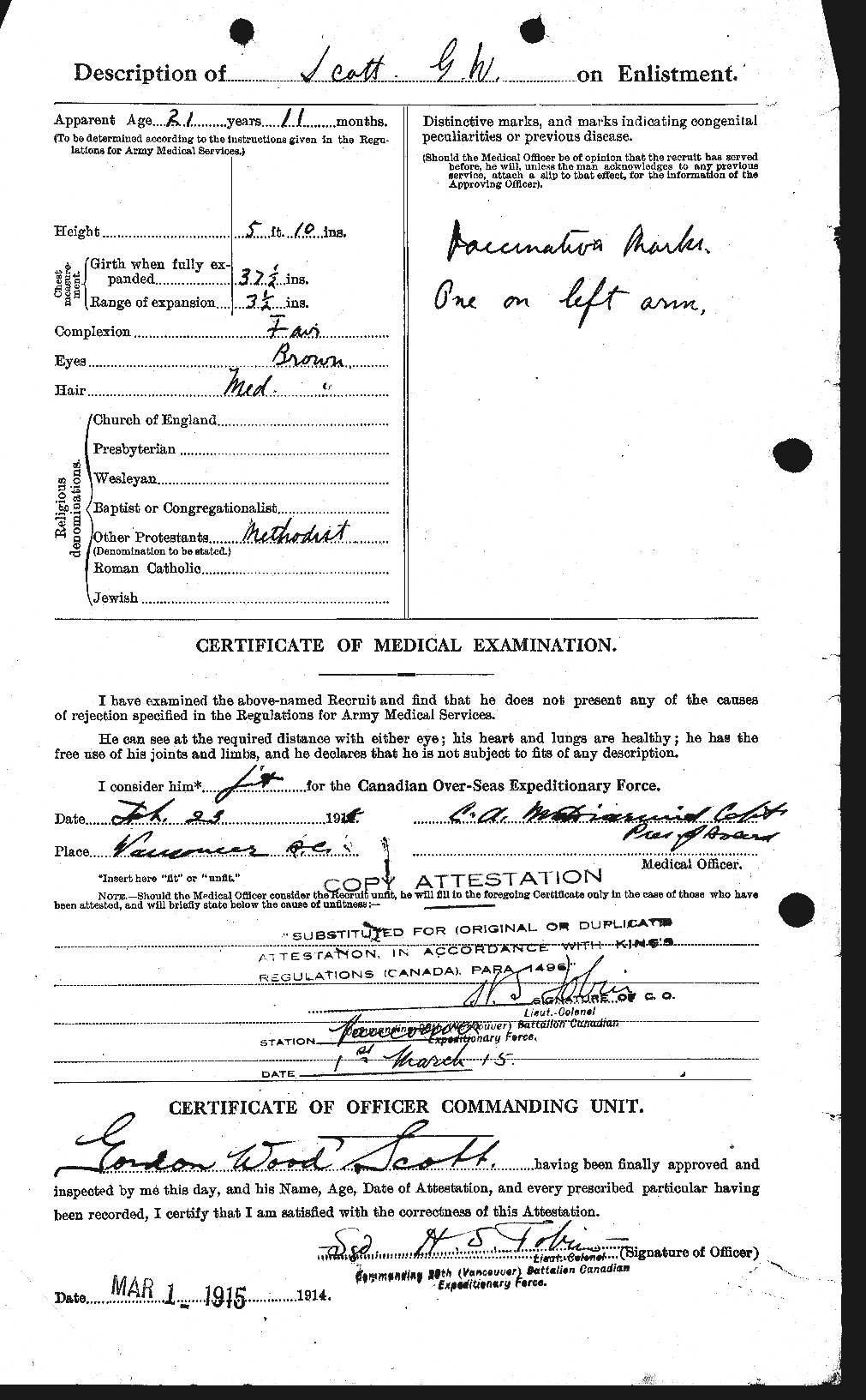 Dossiers du Personnel de la Première Guerre mondiale - CEC 086511b
