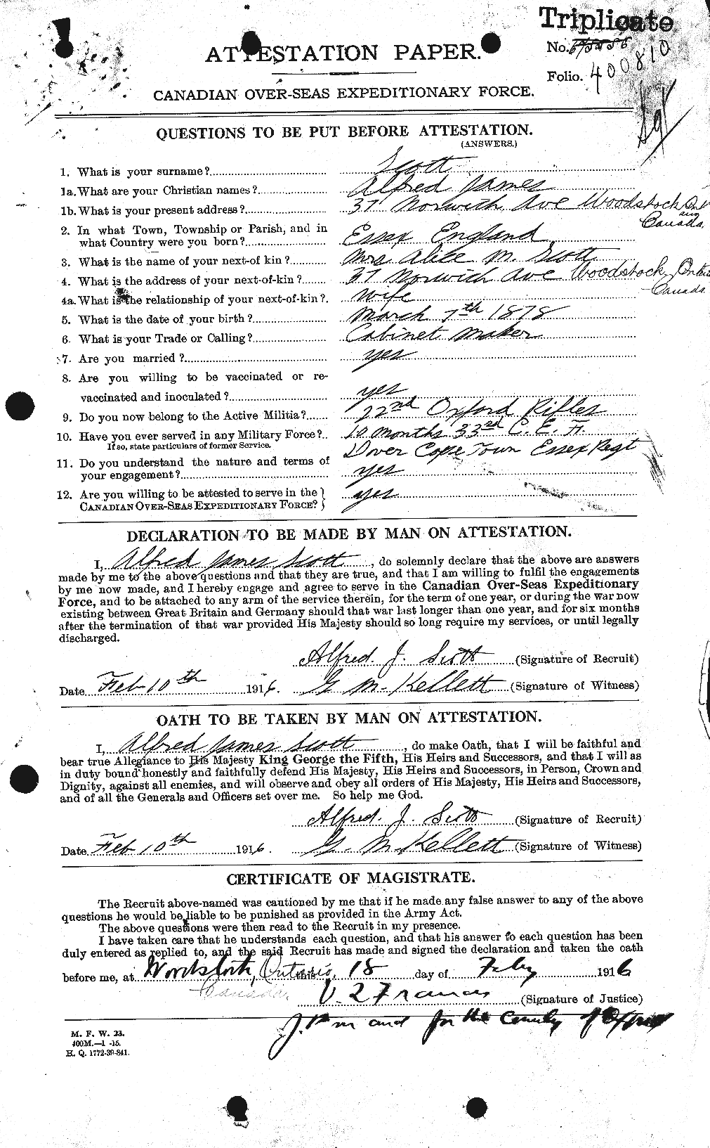 Personnel Records of the First World War - CEF 086581a