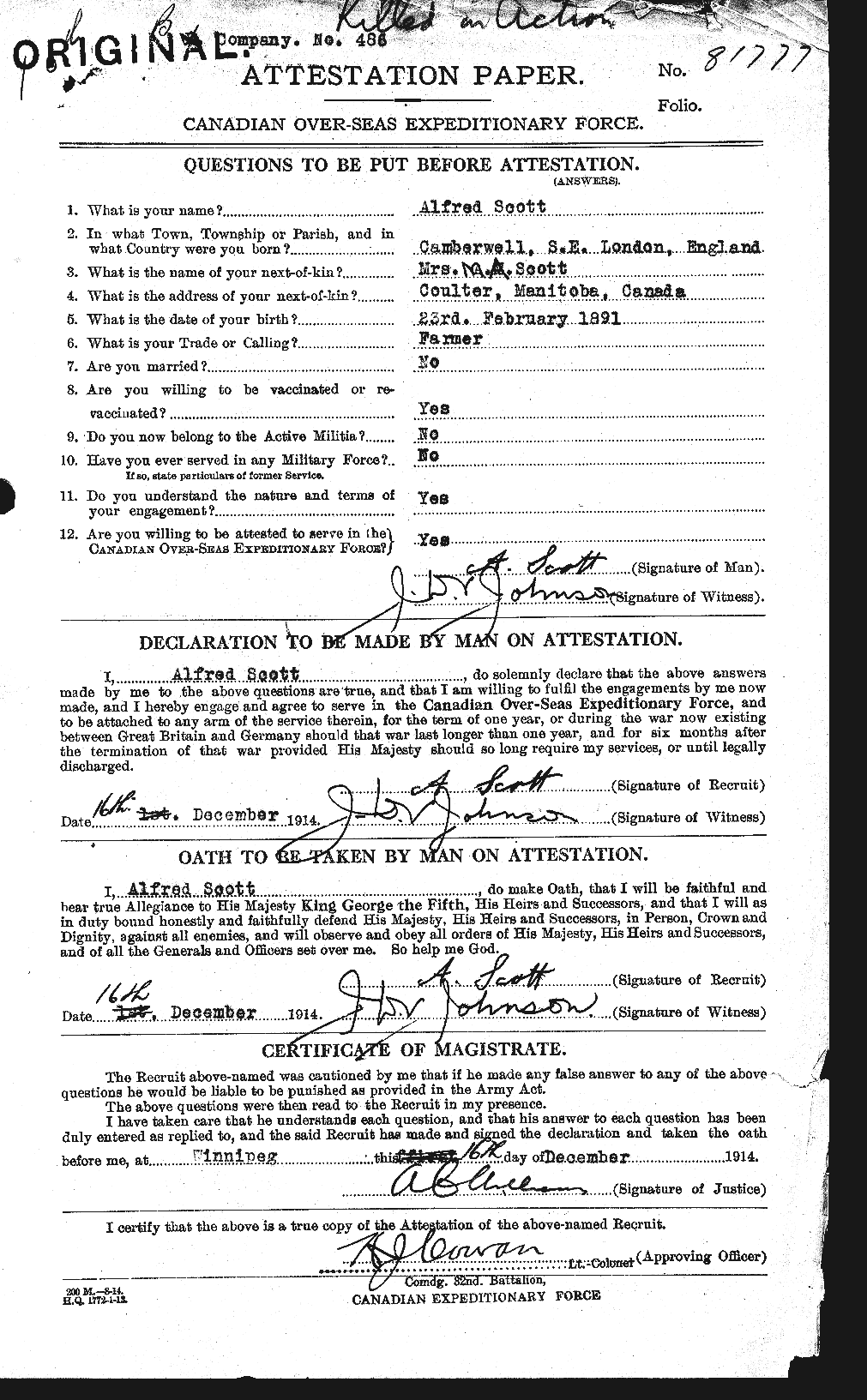 Personnel Records of the First World War - CEF 086588a