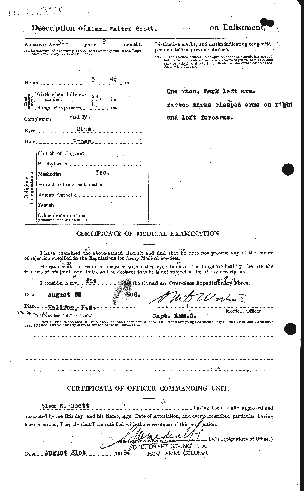 Dossiers du Personnel de la Première Guerre mondiale - CEC 086590b
