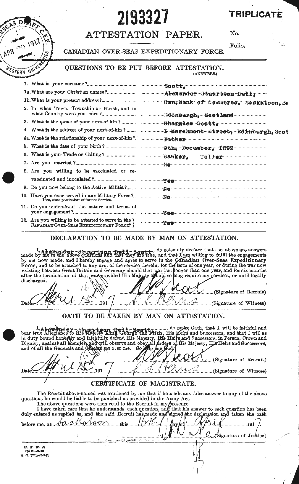 Personnel Records of the First World War - CEF 086592a
