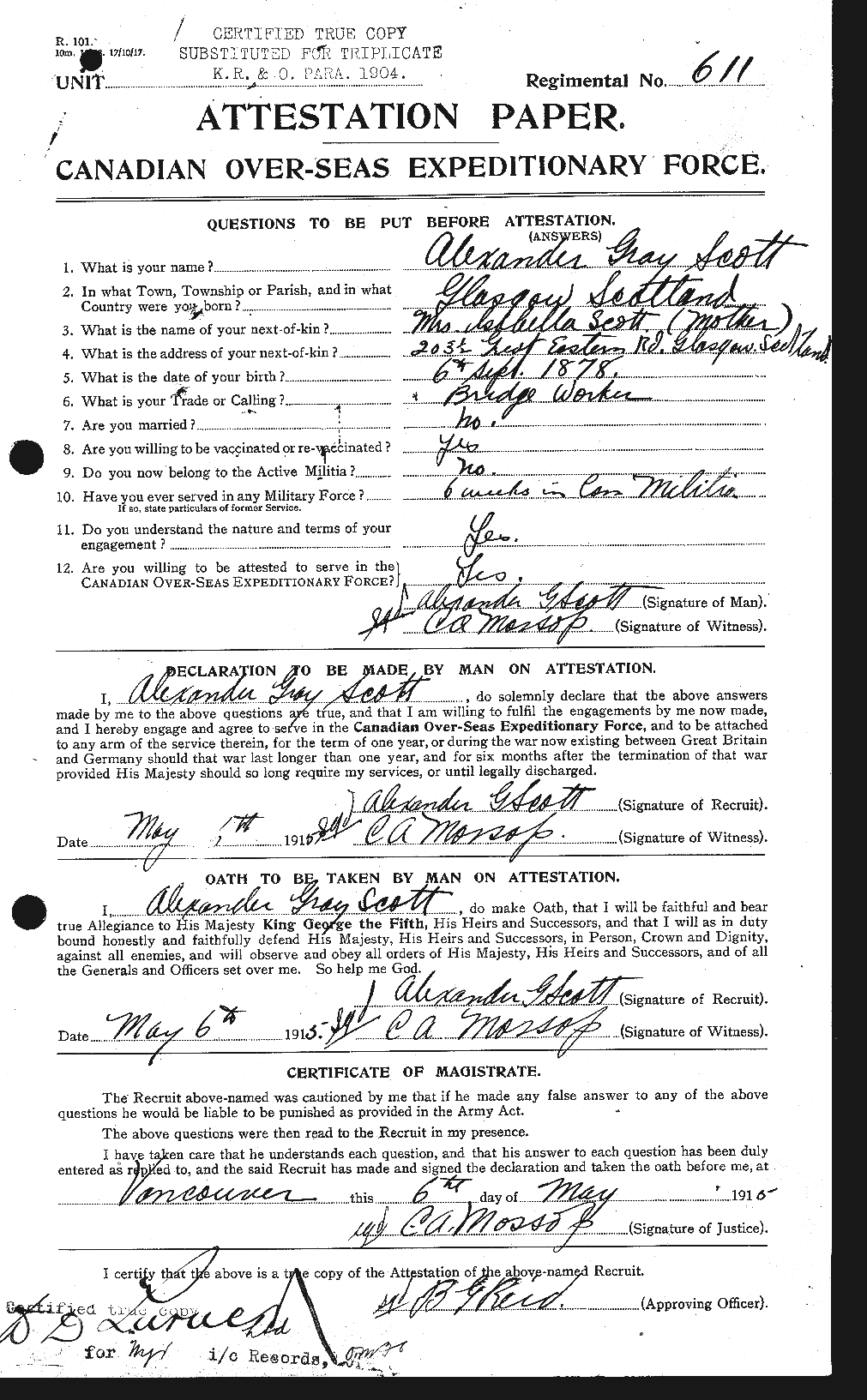 Personnel Records of the First World War - CEF 086598a
