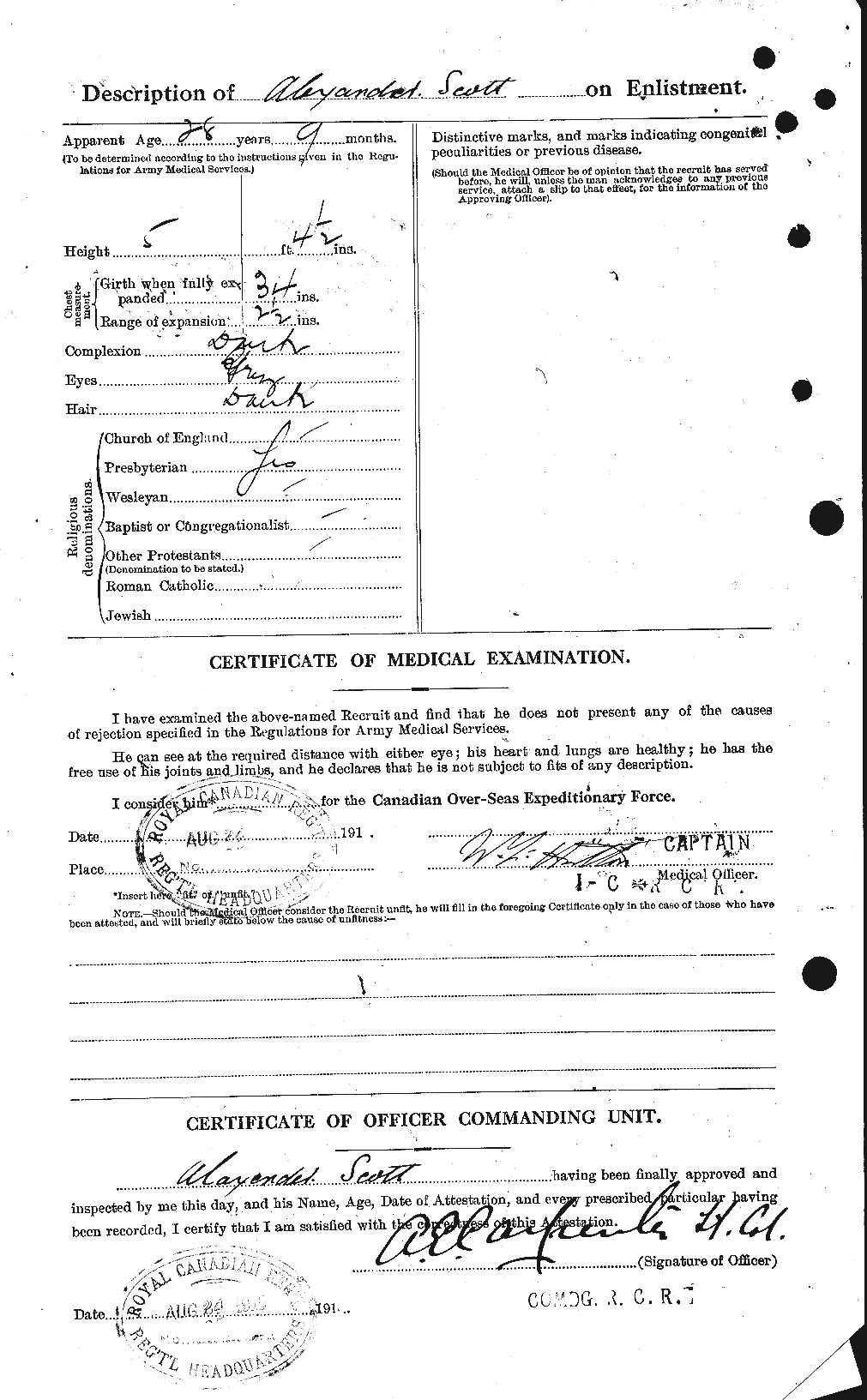 Dossiers du Personnel de la Première Guerre mondiale - CEC 086602b