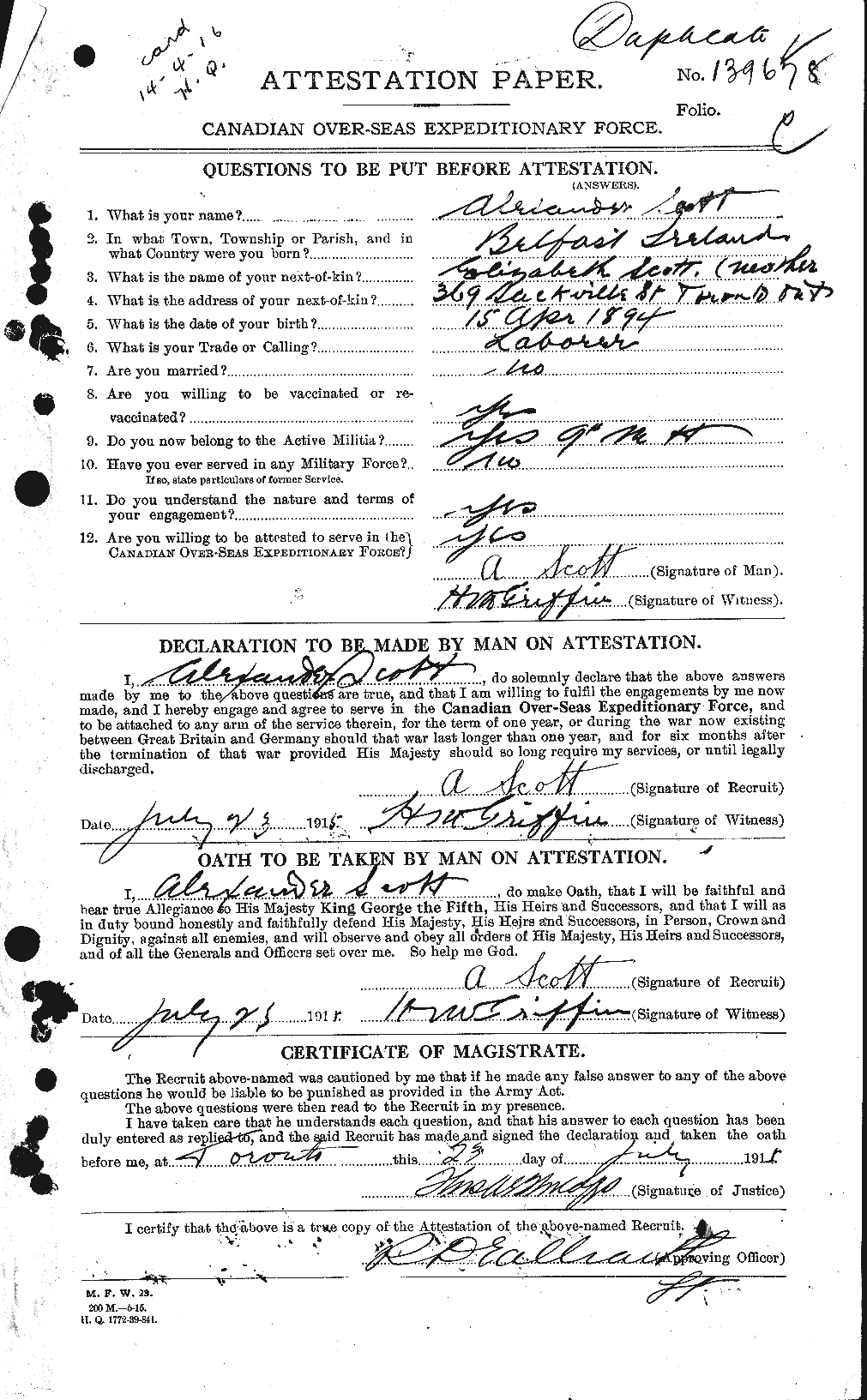 Personnel Records of the First World War - CEF 086609a