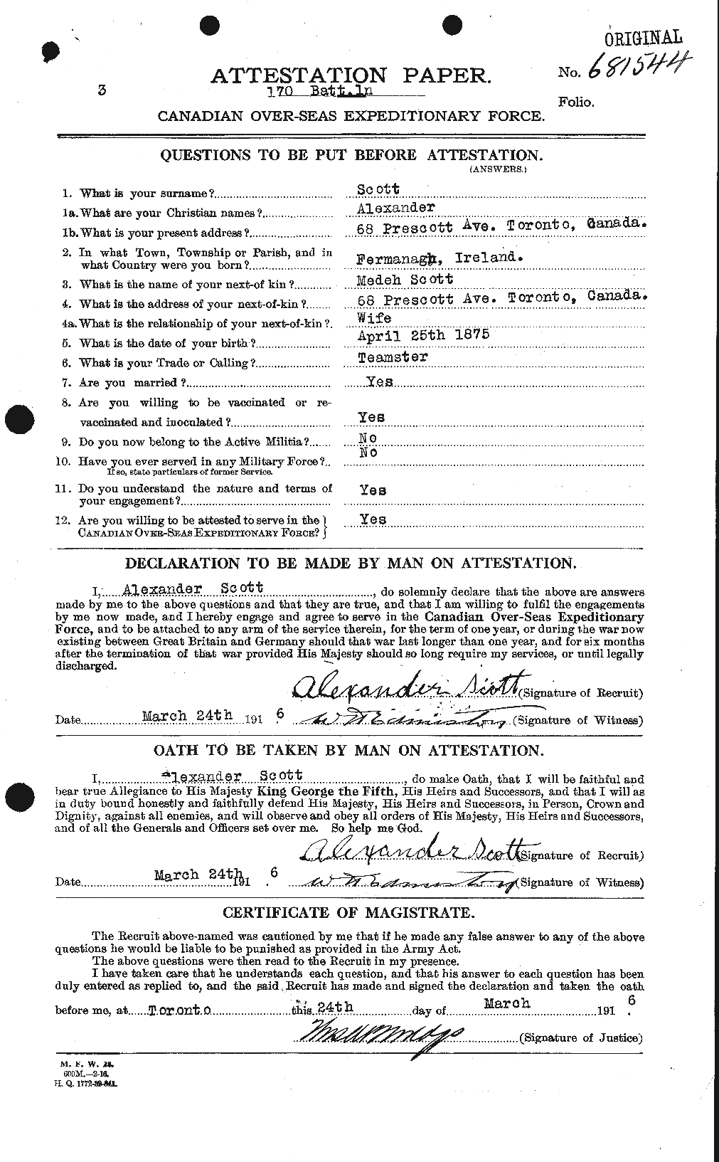 Personnel Records of the First World War - CEF 086615a