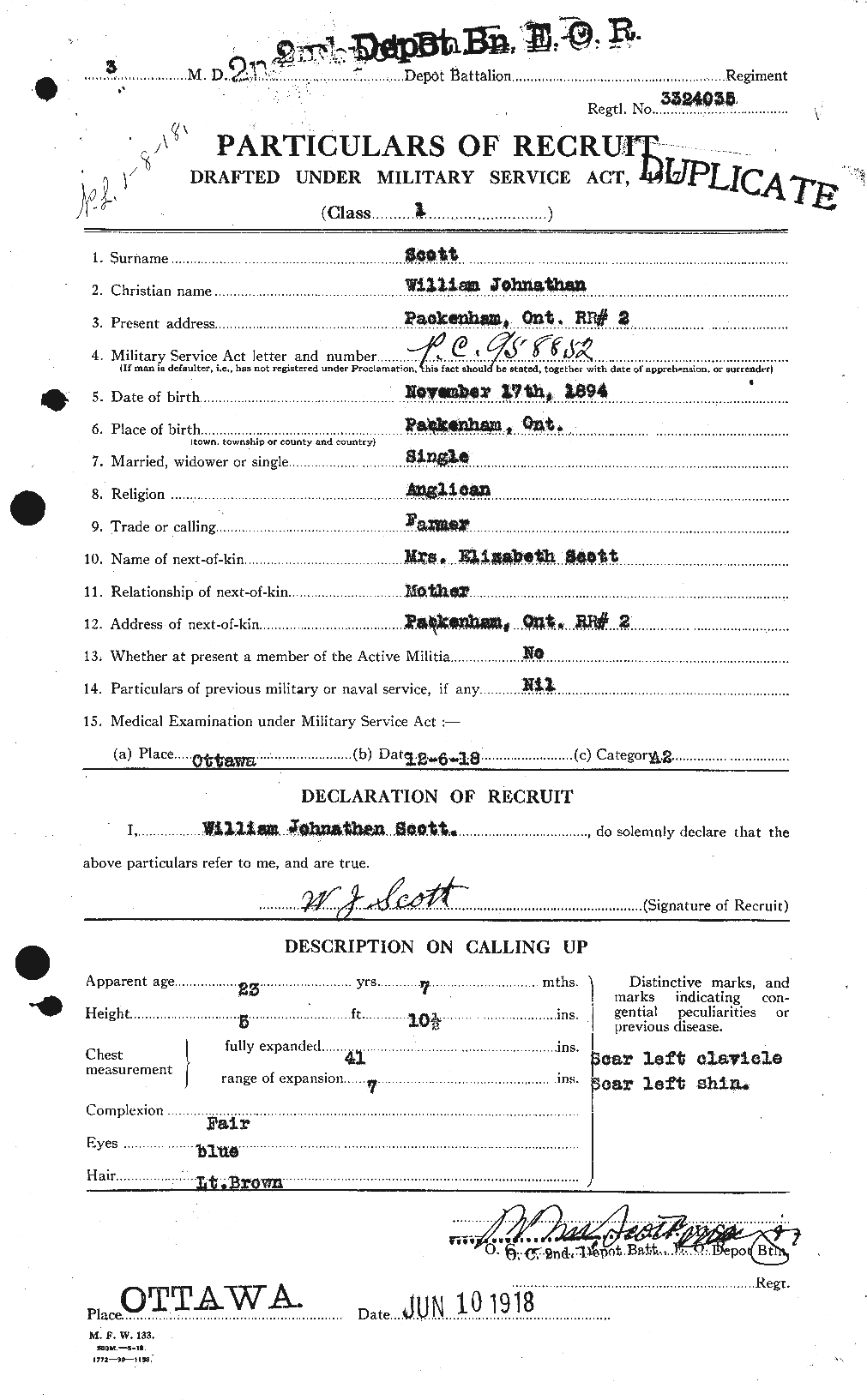 Dossiers du Personnel de la Première Guerre mondiale - CEC 086753a