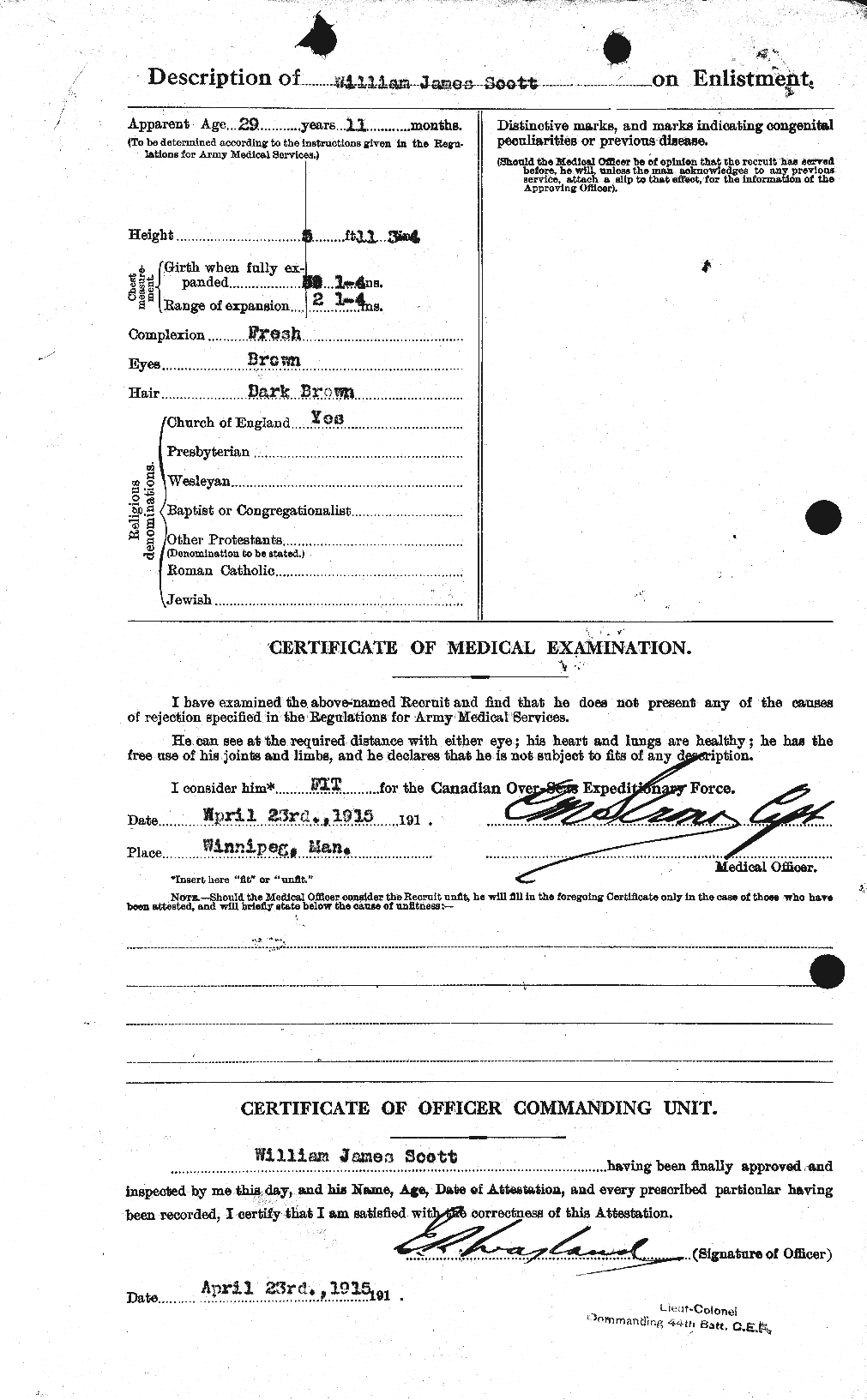 Dossiers du Personnel de la Première Guerre mondiale - CEC 086770b