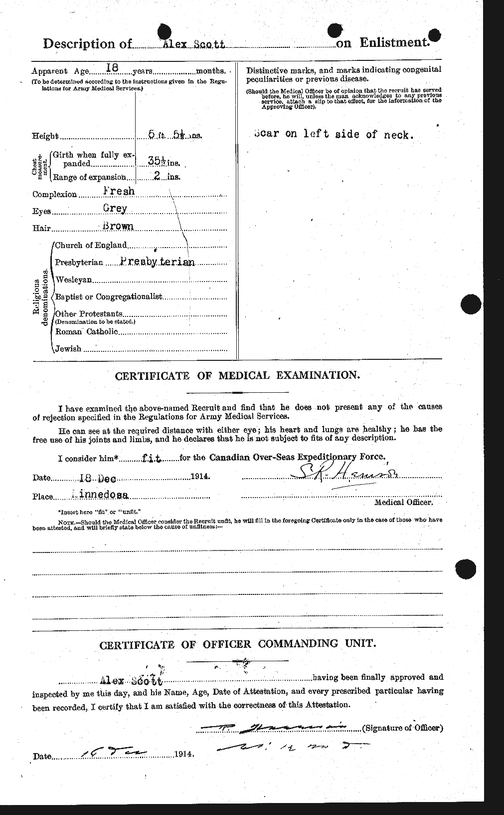 Dossiers du Personnel de la Première Guerre mondiale - CEC 086838b