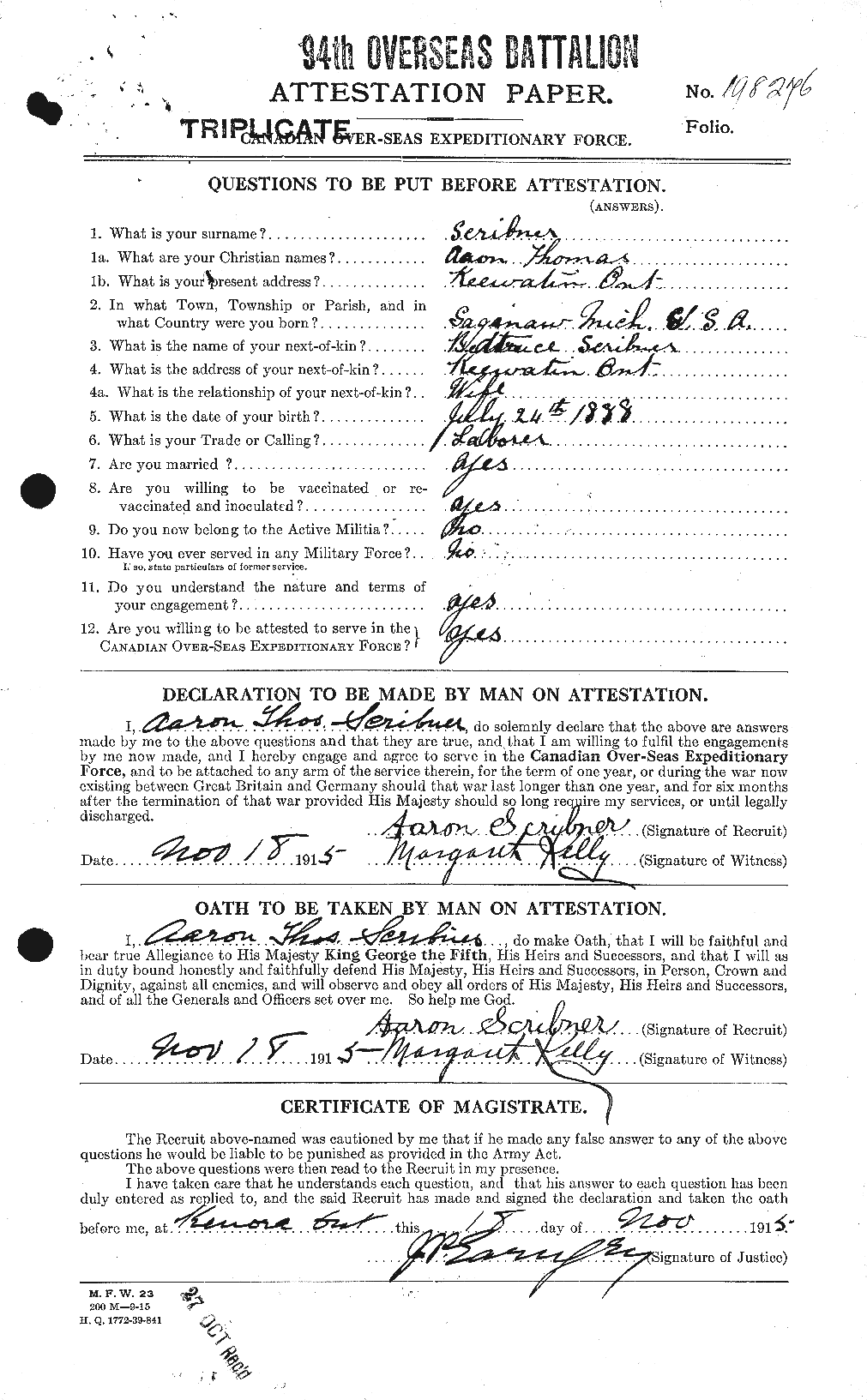 Personnel Records of the First World War - CEF 086963a