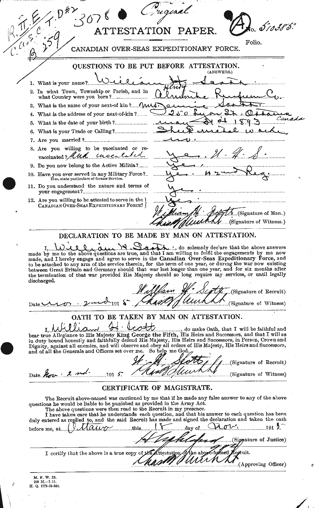 Personnel Records of the First World War - CEF 086999a