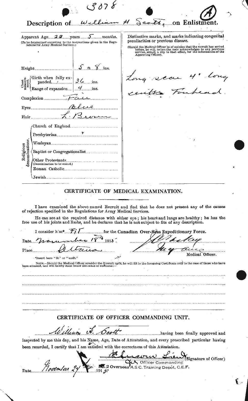 Dossiers du Personnel de la Première Guerre mondiale - CEC 086999b