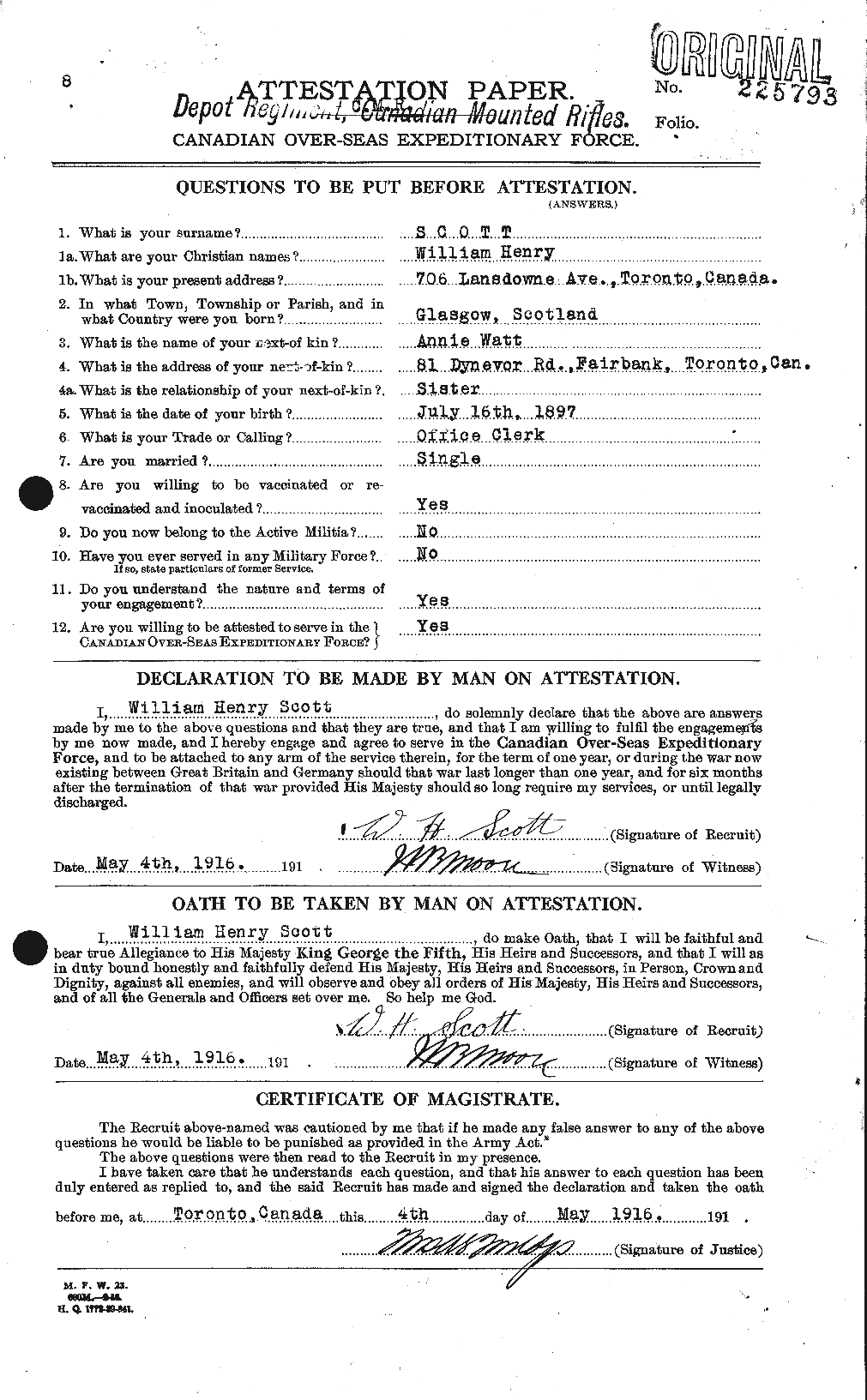 Personnel Records of the First World War - CEF 087000a
