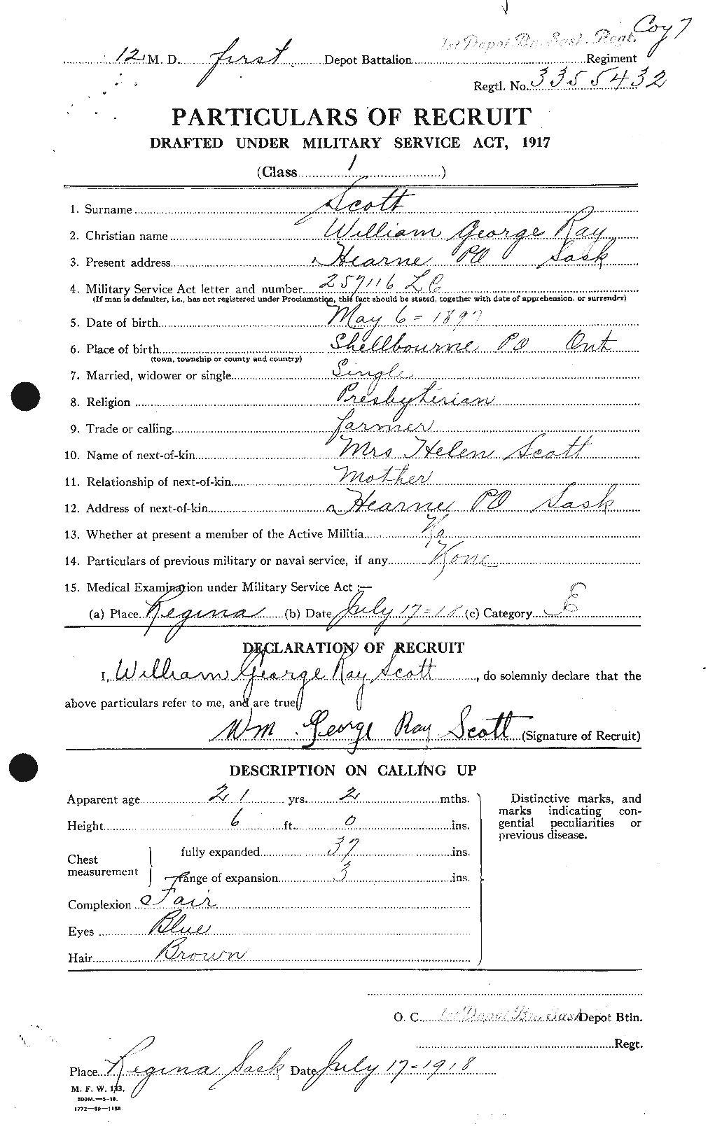 Personnel Records of the First World War - CEF 087010a