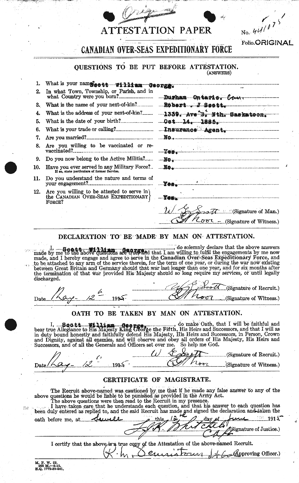 Personnel Records of the First World War - CEF 087014a