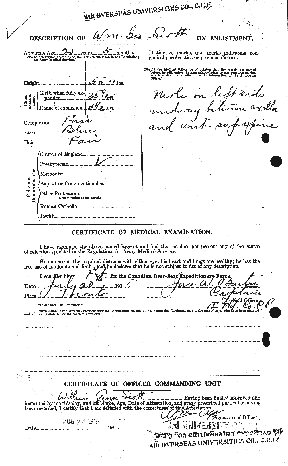 Dossiers du Personnel de la Première Guerre mondiale - CEC 087017b