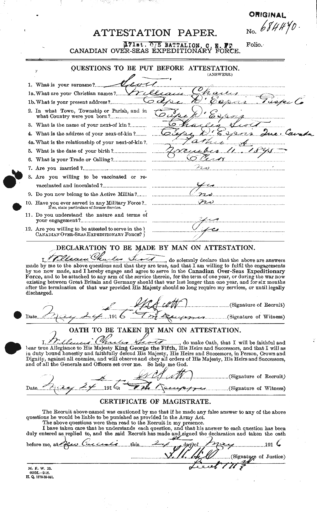 Personnel Records of the First World War - CEF 087042a