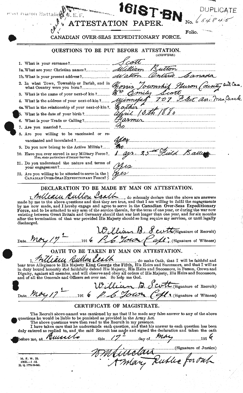 Personnel Records of the First World War - CEF 087046a