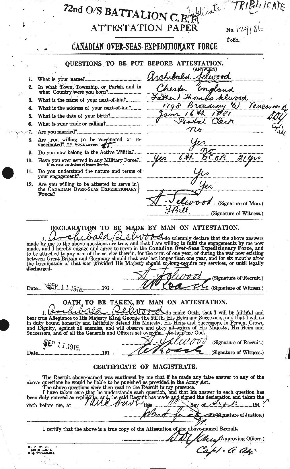 Personnel Records of the First World War - CEF 087117a