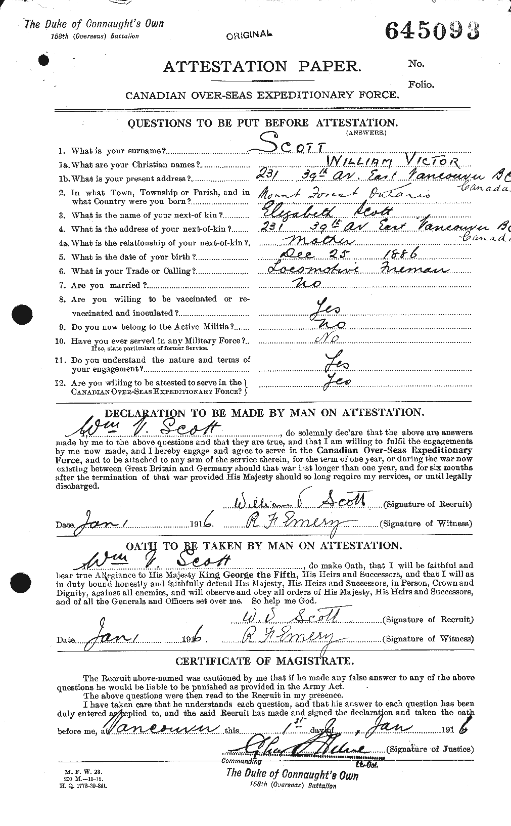 Personnel Records of the First World War - CEF 087254a