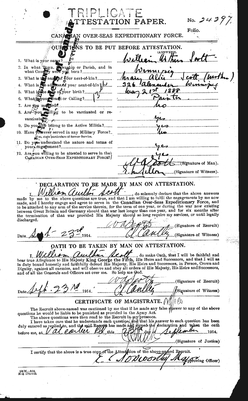 Personnel Records of the First World War - CEF 087328a