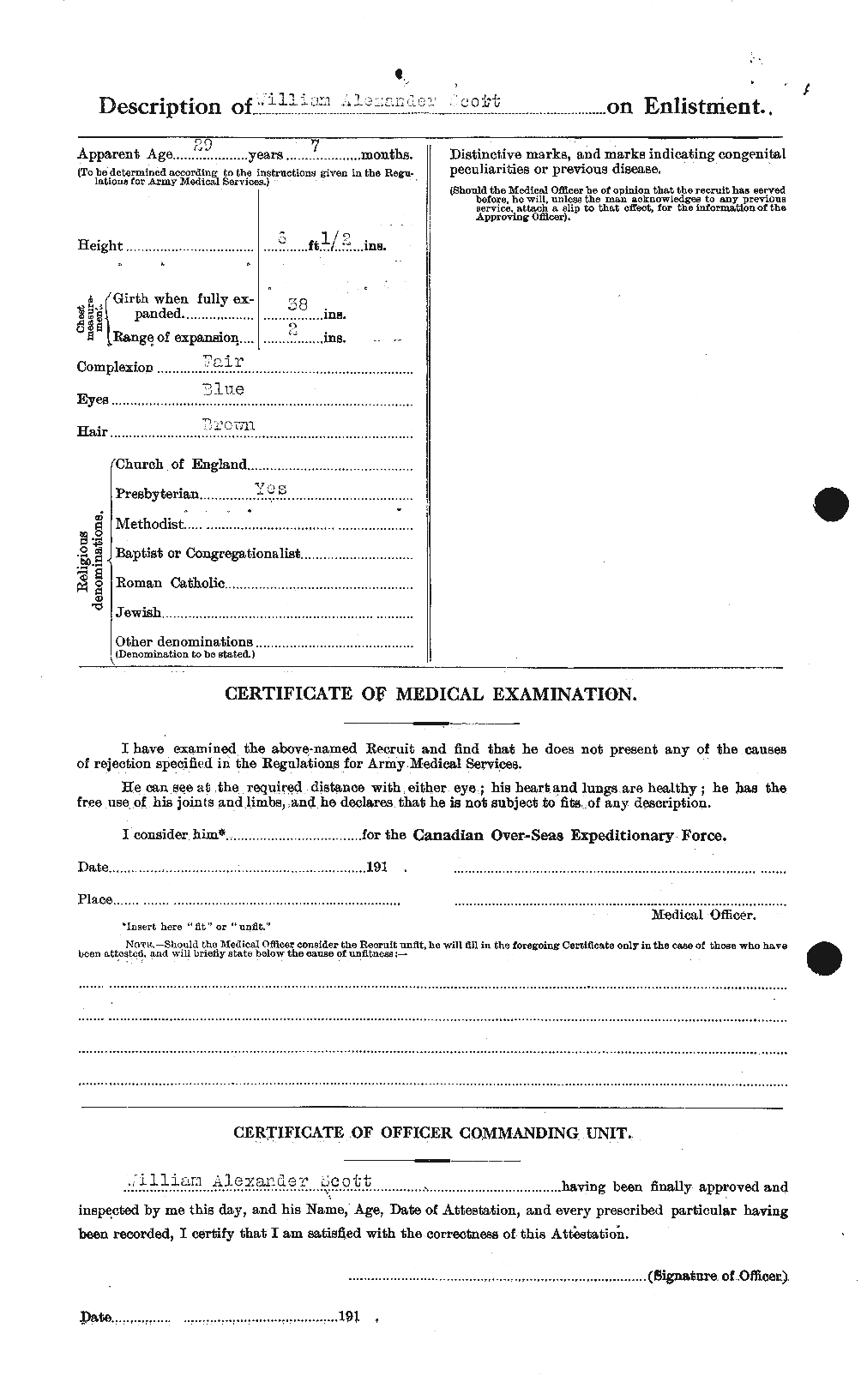 Dossiers du Personnel de la Première Guerre mondiale - CEC 087338b