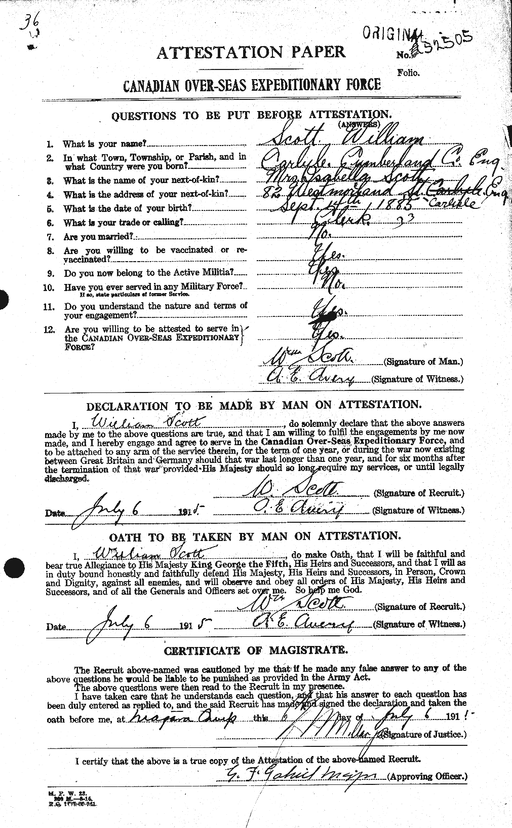 Personnel Records of the First World War - CEF 087352a