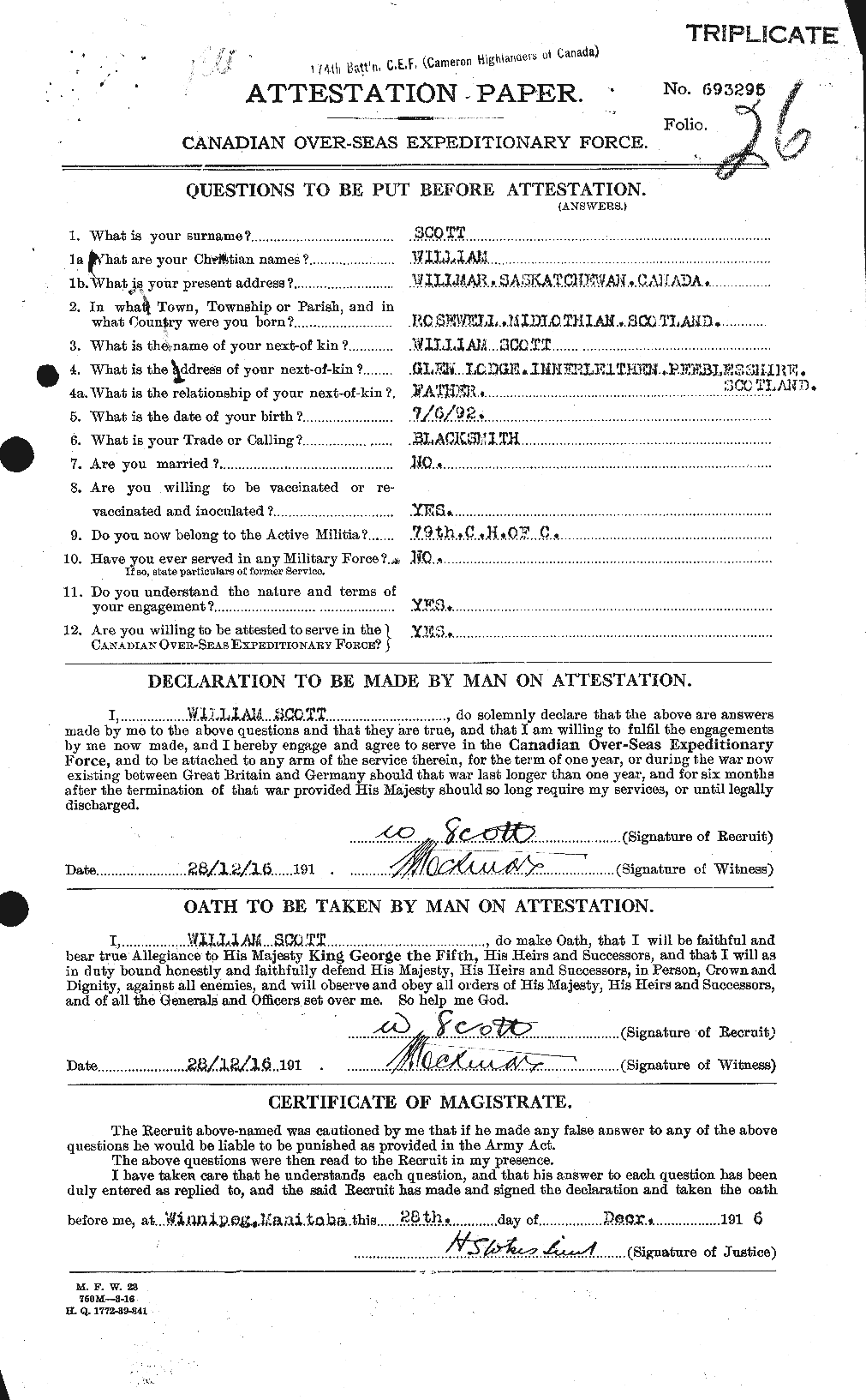 Personnel Records of the First World War - CEF 087365a