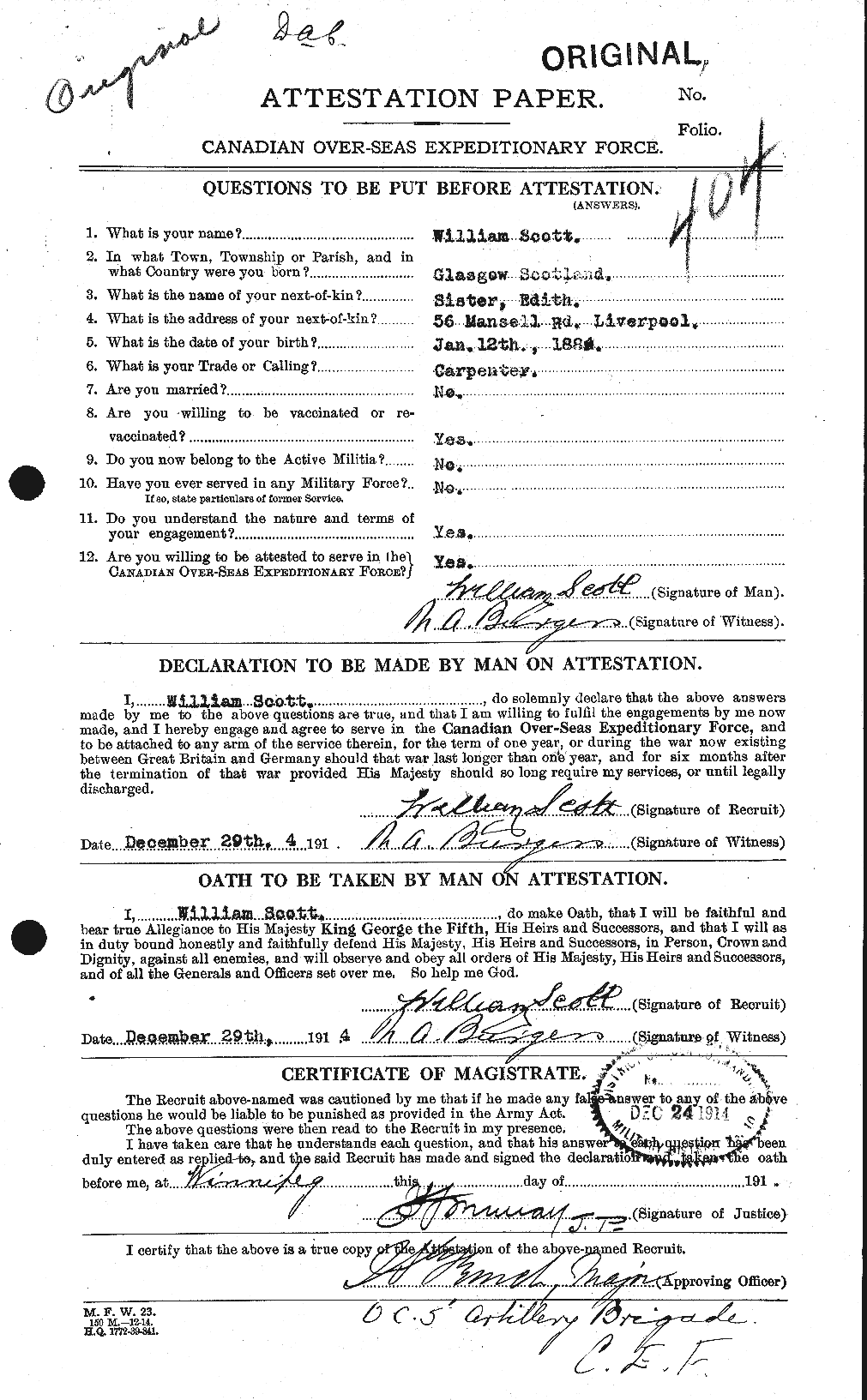 Personnel Records of the First World War - CEF 087367a