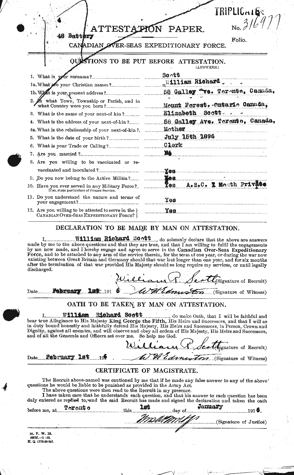Personnel Records of the First World War - CEF 087373a