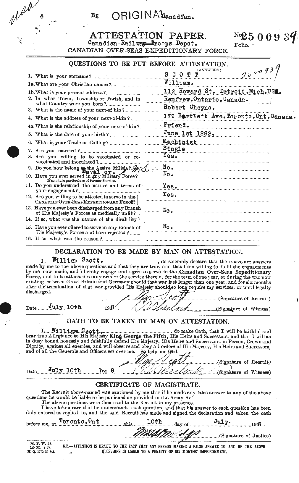Personnel Records of the First World War - CEF 087653a
