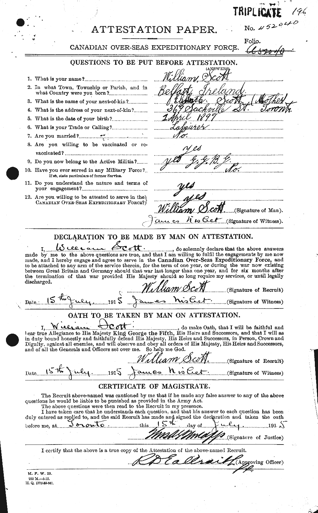 Personnel Records of the First World War - CEF 087662a