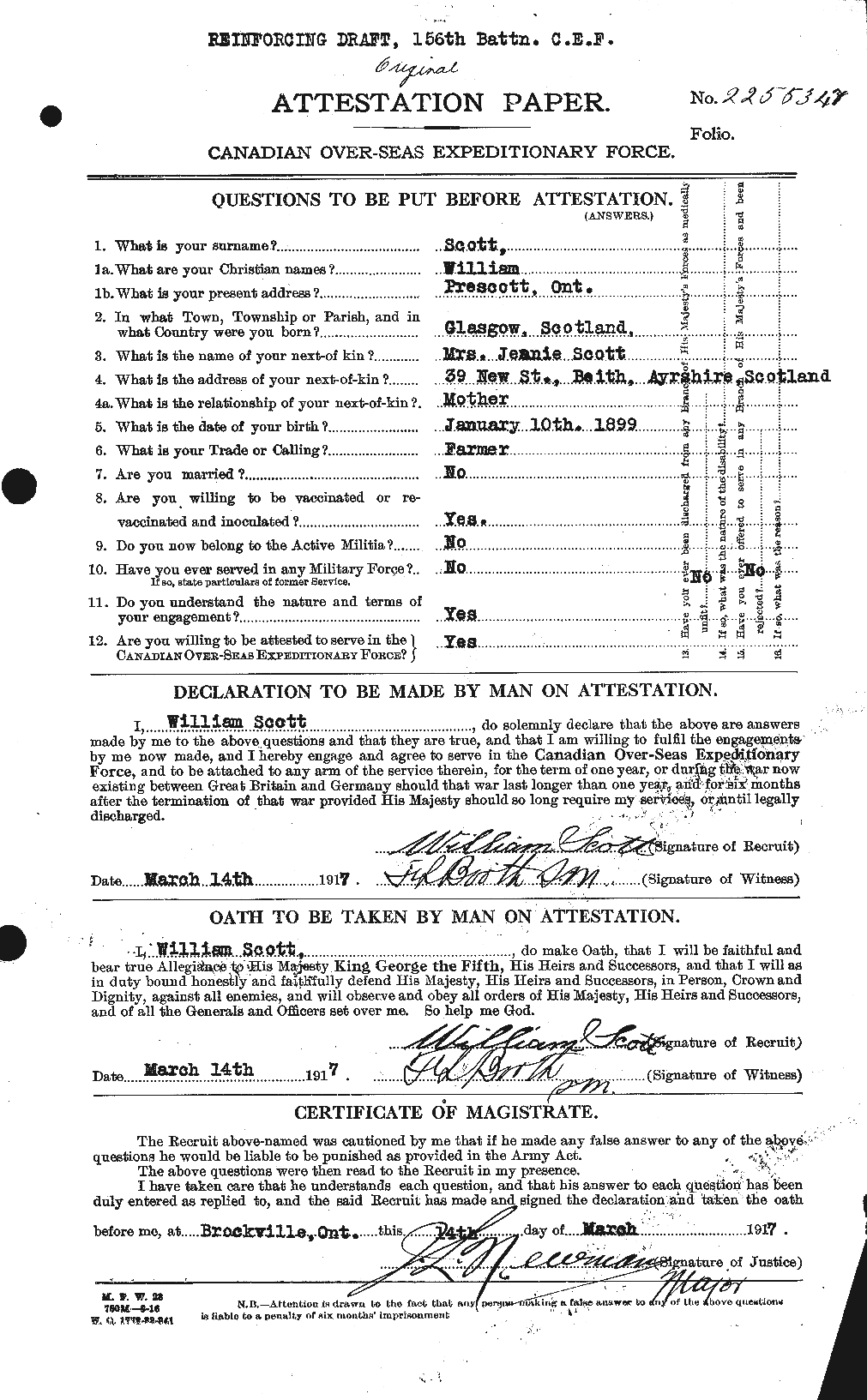 Personnel Records of the First World War - CEF 087664a